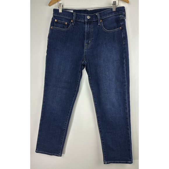 Gap Mid Rise Girlfriend Jeans Zip Fly 6 28 Rinsed Blue Denim Dark Indigo Wash - Picture 9 of 9
